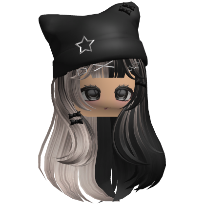 Ash&Black Cute Kawaii Hair w/ Beanie Roblox item