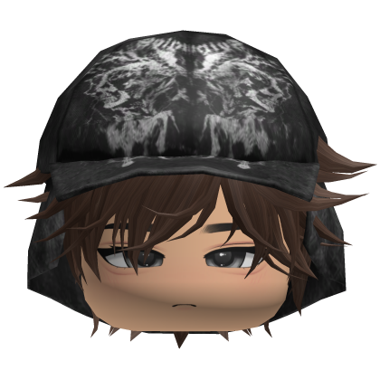 Emo Anime Spikey Boy Hair w/ Black Hat (Brown)