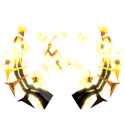 [🌟 Glow + Animated] Golden Lunar Sakura Horns