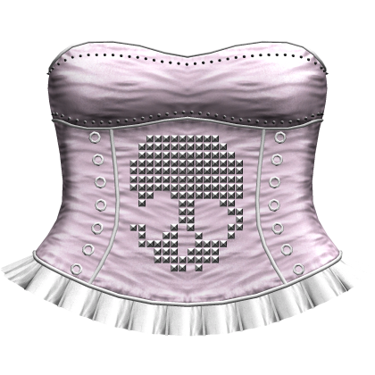 emo studded skeleton short dress in pink and white