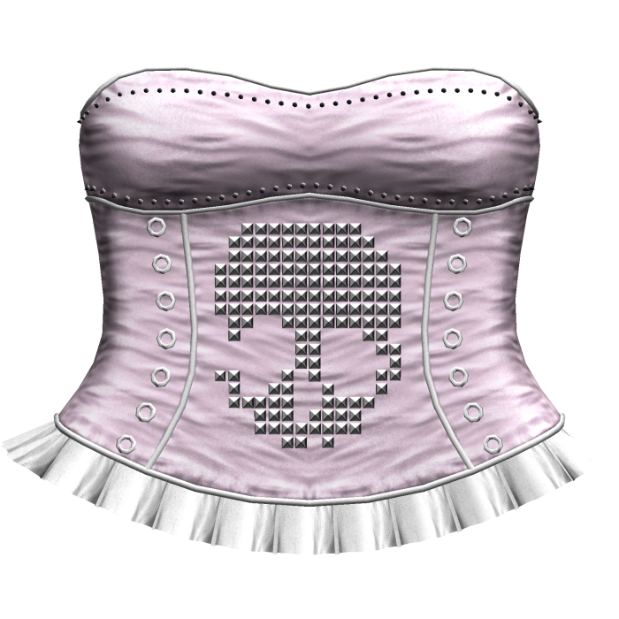 emo studded skeleton short dress in pink and white