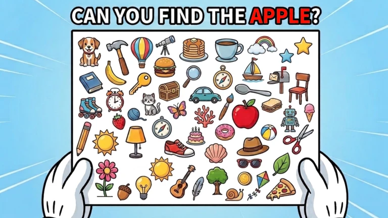 ภาพโปรโมตถามให้หา Apple ในหน้าที่เต็มไปด้วยวัตถุหลายชนิด