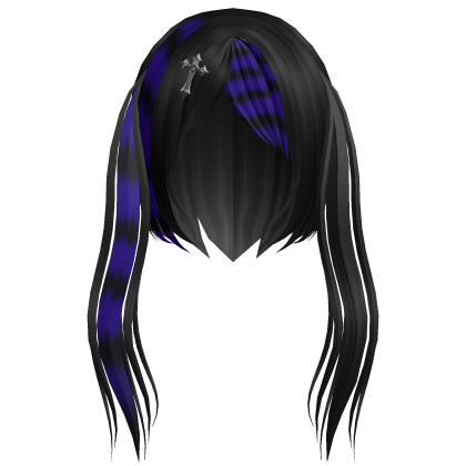 Gothic Emo black purple hair with braid and cross