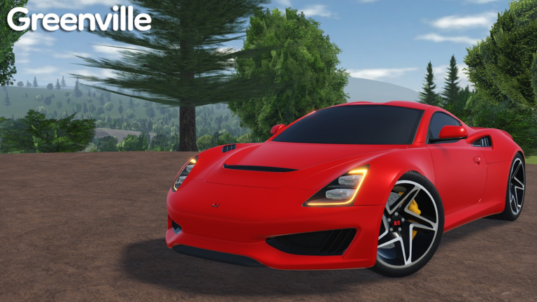 Official Greenville Roblox artwork showing a red car in the foreground