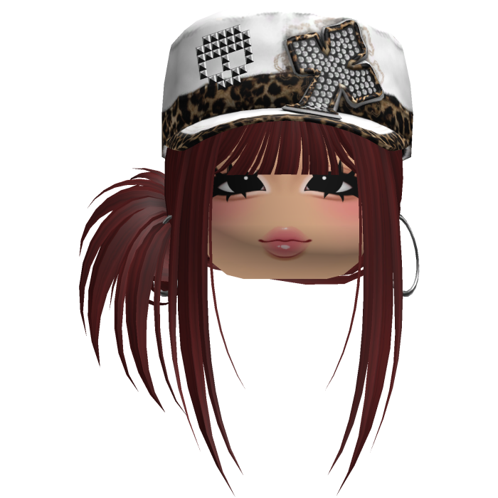 Gyaru Side Bun Hair w/ Cheetah Cap & Earrings