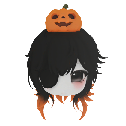 Halloween girl w/ pumpkin & eye mask & face