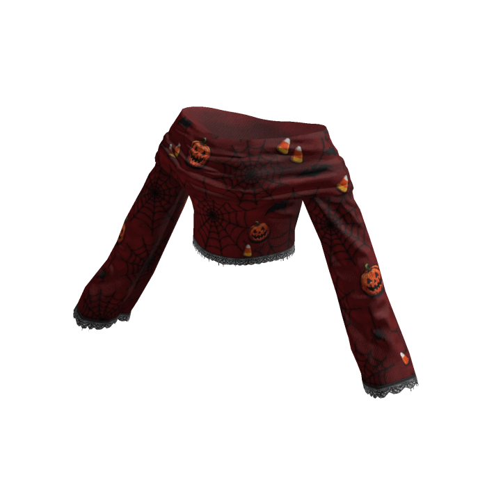 Maroon Halloween Off-Shoulder Crop Top