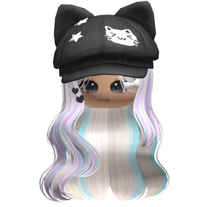 Colorful Beige Kitty Ears Cap Wavy Hair