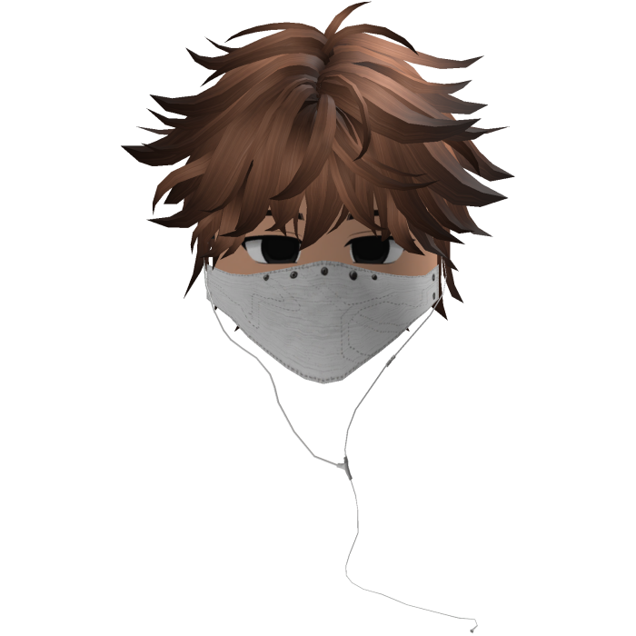 Cute Emo Boy Headphones Mask white Y2K ( brown )