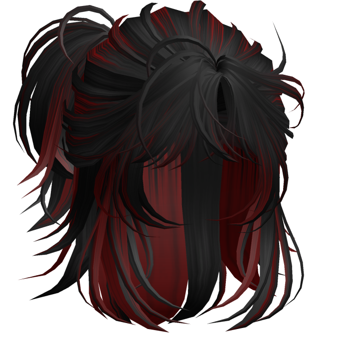 Anime Androg Wolfcut Ponytail Black&Red