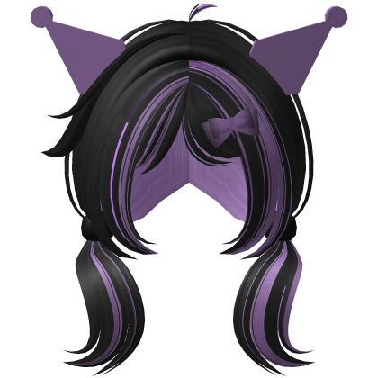 Cute Black and Purple Pigtails with Devil Ears Roblox item