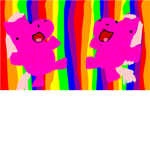 Pink Fluffy Unicorns Dancing on Rainbows