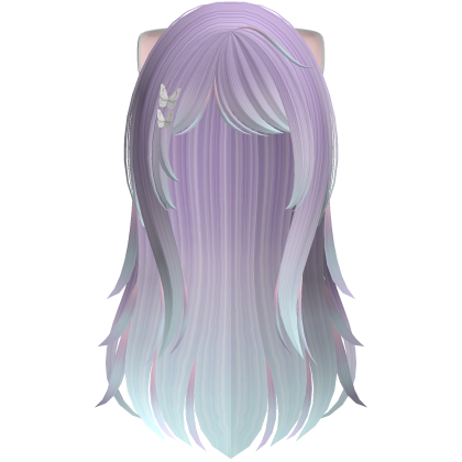 purple blue kawaii kitty doll long layered hair