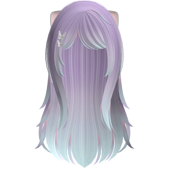 purple blue kawaii kitty doll long layered hair