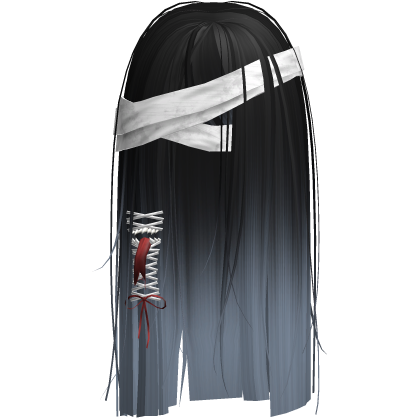 Creepy Black Blue Monster Hair w White Bandages Roblox item