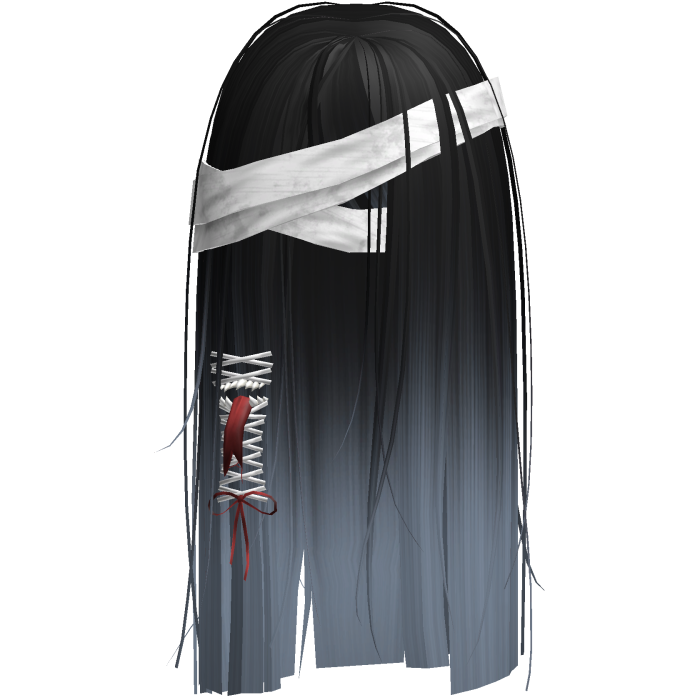 Creepy Black Blue Monster Hair w White Bandages