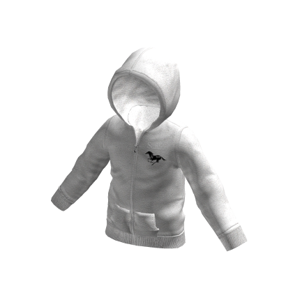 Embossed Stallion Hoodie Hood On In White