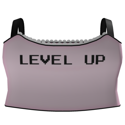 >_<level up pink tank top 