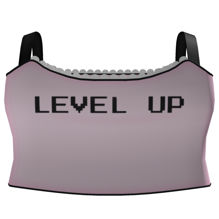 >_<level up pink tank top 
