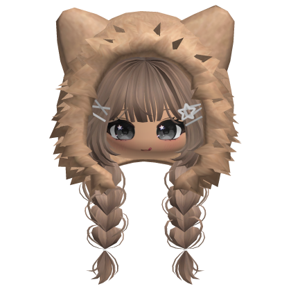 🍀Cute Girl Braided w/ Fur Hood(Milktea) Roblox item