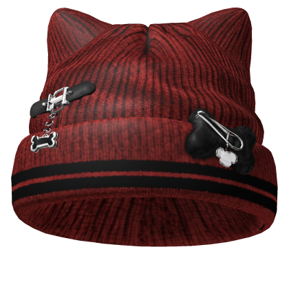 Washed Red Grunge Cat Beanie