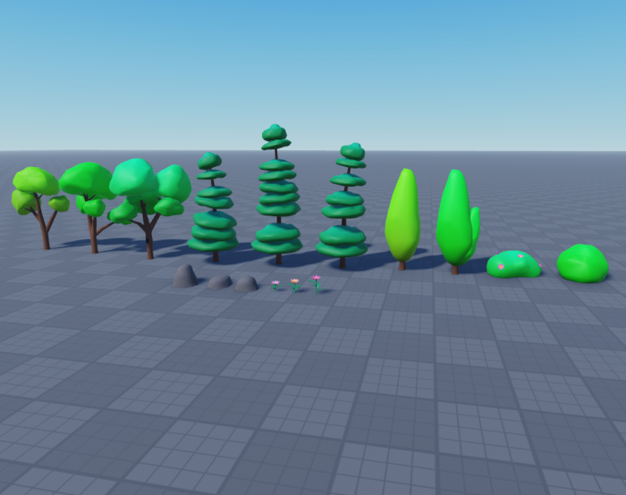 Low Poly Trees Bushes Rocks and Flowers preview 4
