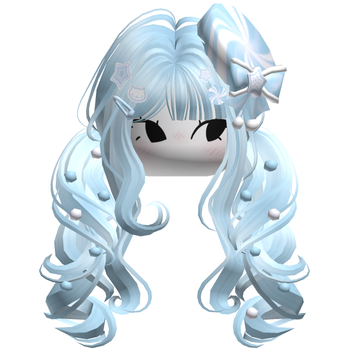 ♡ Christmas Peppermint Pigtails (Pastel Blue)