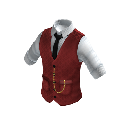 Waistcoat | Rolled up Shirt | White & Red