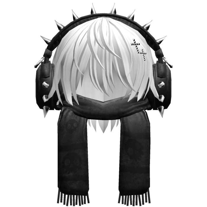 Boy Hair&Emo Headphones&Scarf White V2