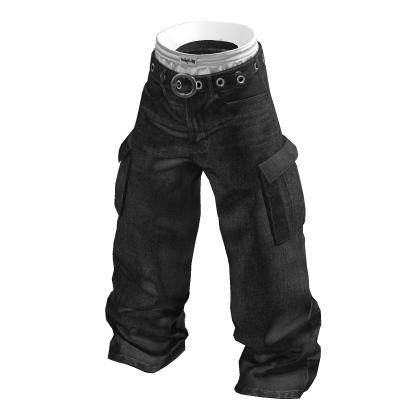 💗Y2K LAYERED DENIM CARGO PANTS_BLACK thumbnail