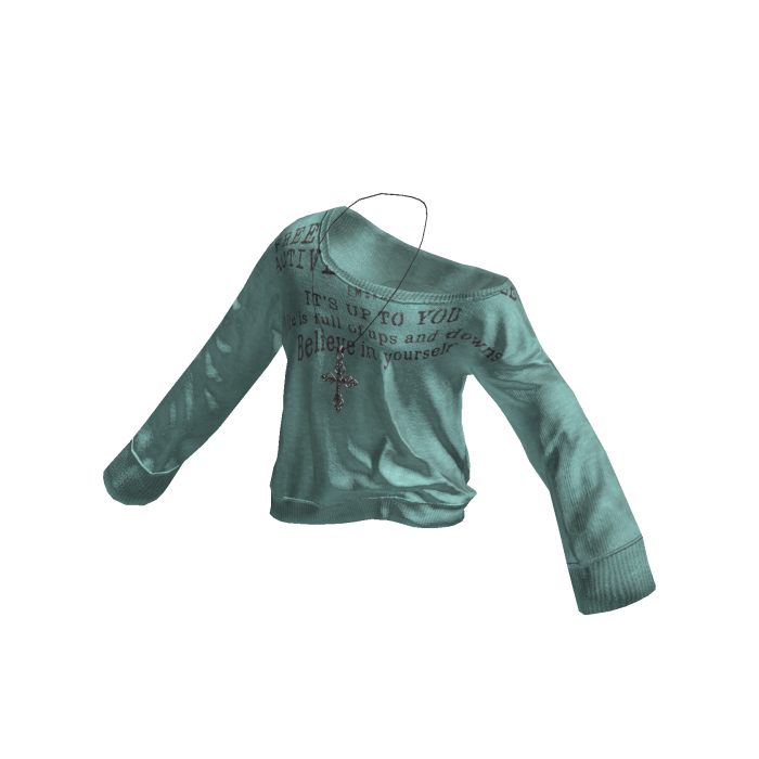 💜 Y2K Graphic Off-Shoulder Longsleeve_Mint