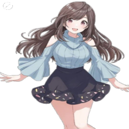 Brown haired pink (?) eyes anime girl Roblox decal