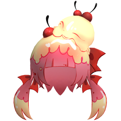 Toon Lowpoly Ice Cream Sunday Girl Hair