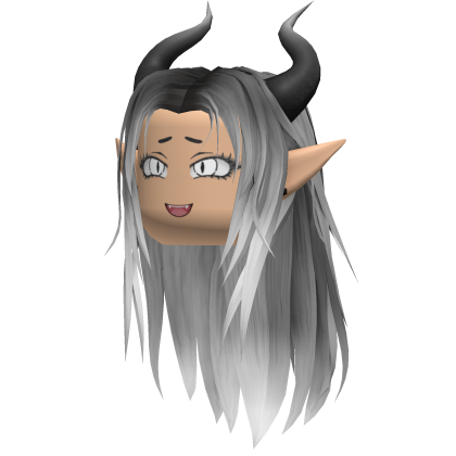 Cute Gothic Black & White Devil Elf Hair W/ Face Roblox item