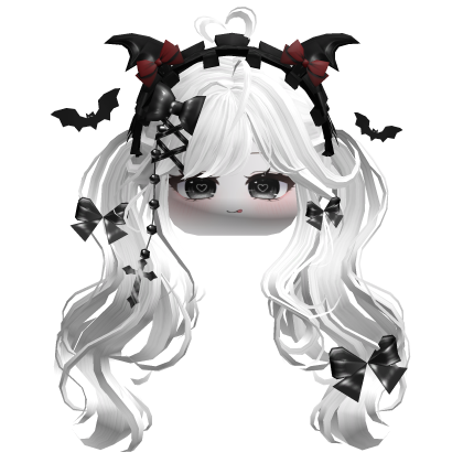 Goth Wavy Pigtails w/Headband (Black&Ash)