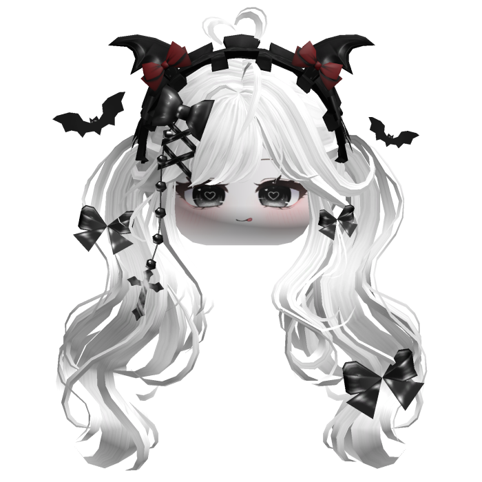 Goth Wavy Pigtails w/Headband (Black&Ash)