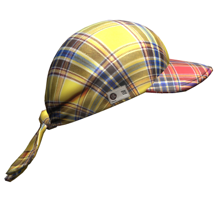 2000s Plaid Tied Headscarf w/ Baseball Cap