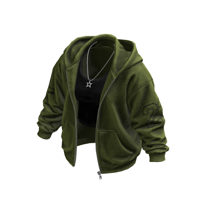 Green Oversized Zip Up w/ Tank Top
