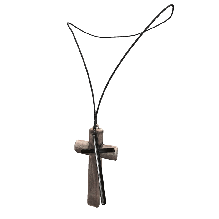 Distressed Punk Wooden Cross Necklace