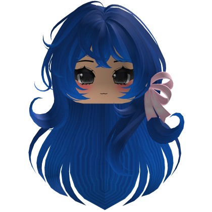 cute y2k fluffy beautiful pretty hair bow (Blue) Roblox item