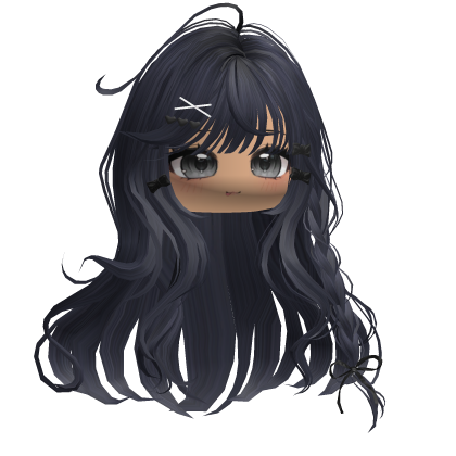 Shoujo Girl Braids w/ Bow Clips (Dark Blue) Roblox item