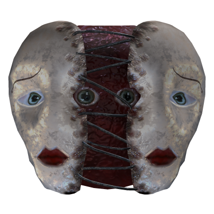 Scary twin doll mask horror in red Roblox item