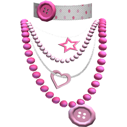 Pink Layered Pearl Necklace Button Choker Roblox item