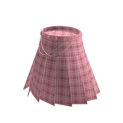 Peach Plaid Pleated Pink