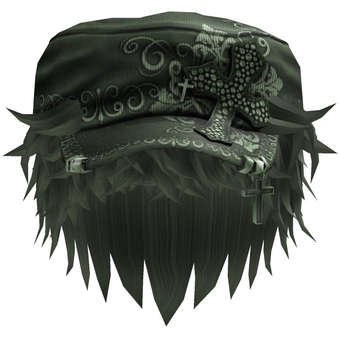 Green Messy Anime Hair w/ Green Cadet Cap