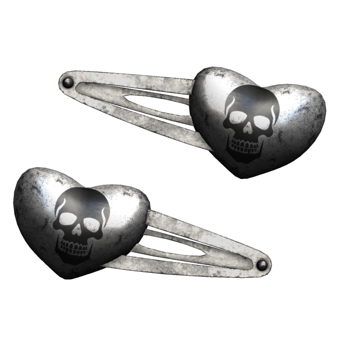 emo white heart hairclips (L)