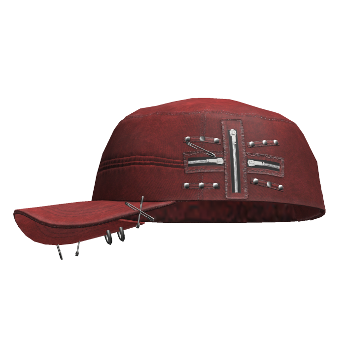Grunge Zipper Cap Dark Red