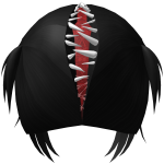 anime open monster mouth split hair in black