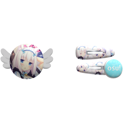neko vanilla pins kawaii moe anime 2000s hairclips