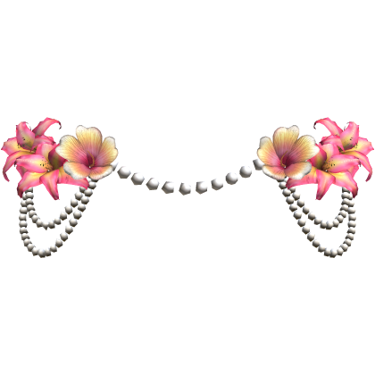 Pink Lily Hibiscus Flower Waist Pearl Chain thumbnail